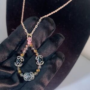 MYSTICAL ROOTS — Handmade Black Gray & Bronze Glass Teardrop Pendant Necklace